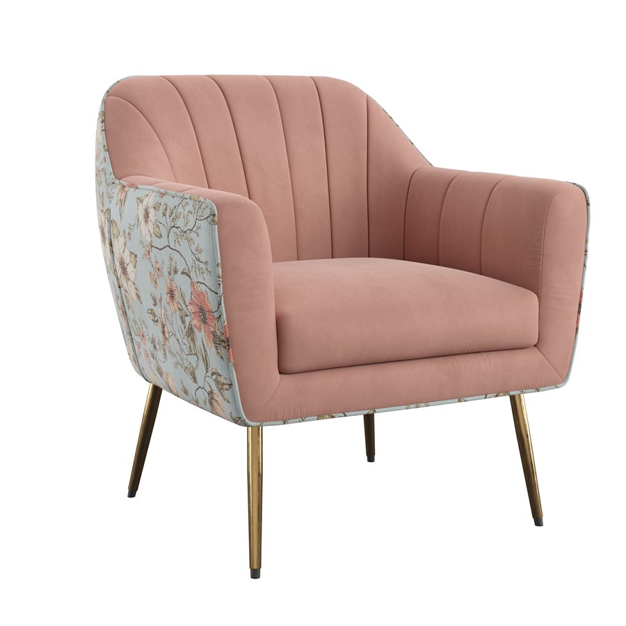 Pink floral store accent chair