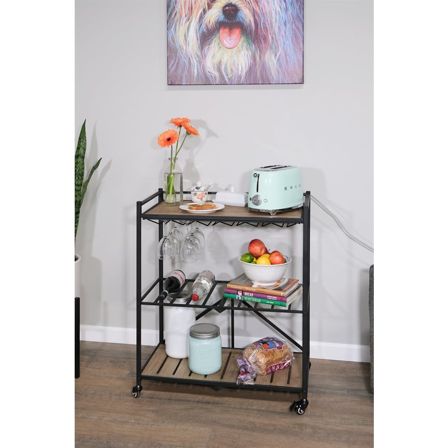 3 SHELF FOLDING BAR CART