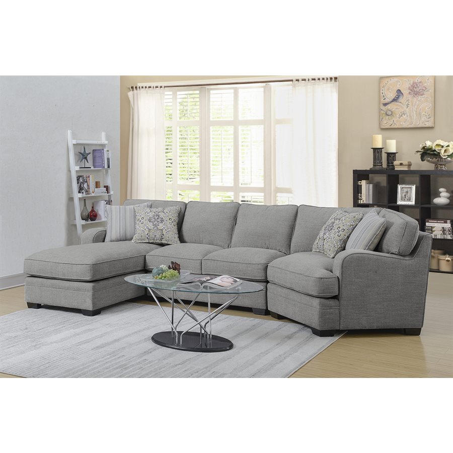 ANALIESE-3PC SECTIONAL W / 4 PILLOWS-GREY